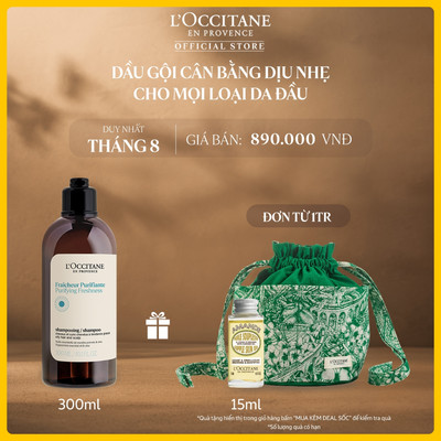 Dầu Gội Thanh Lọc Dành Cho Tóc Dầu L'Occitane Purifying Freshness Shampoo 300ml/500ml - Phiên bản 2019 & 2023