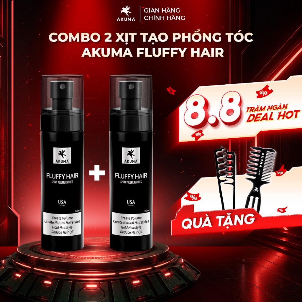 Xịt tạo phồng tóc AKUMA FLUFFY HAIR 120ml Làm phồng tóc, kiềm dầu ngăn ngừa bết tóc, dùng cho cả nam