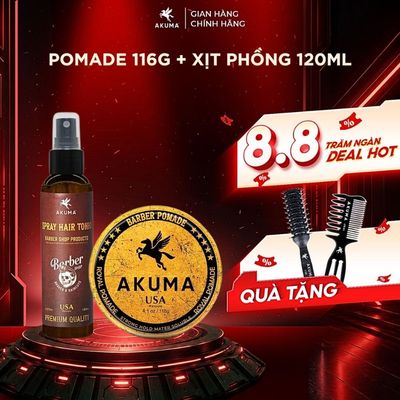 Sáp Vuốt Tóc Nam Giới AKUMA INFINITY CLAY 116gr , AKUMA ROYAL POMADE 56g Tặng Kèm 2 Lược