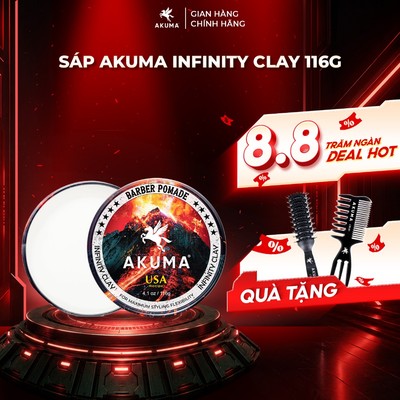 Sáp Vuốt Tóc AKUMA INFINITY CLAY độ giữ nếp tóc cao, khô ráo tự nhiên không bóng, hương nước hoa nam