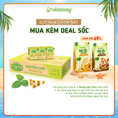 Thùng sữa đậu nành Fami Nguyên chất ít đường (36 hộp x 200ml)