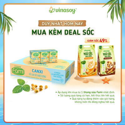 Thùng sữa đậu nành Fami Canxi ít đường (36 hộp x 200ml)
