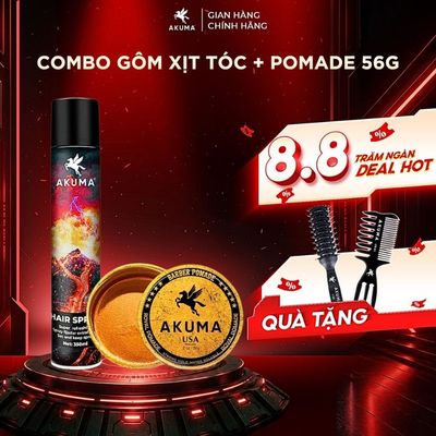 Combo Sáp Vuốt Tóc, Gôm Xịt Tóc, Xịt Tạo Phồng Tóc AKUMA Dầu Gội Nam AKUMA Hương Nước Hoa Nam Tính
