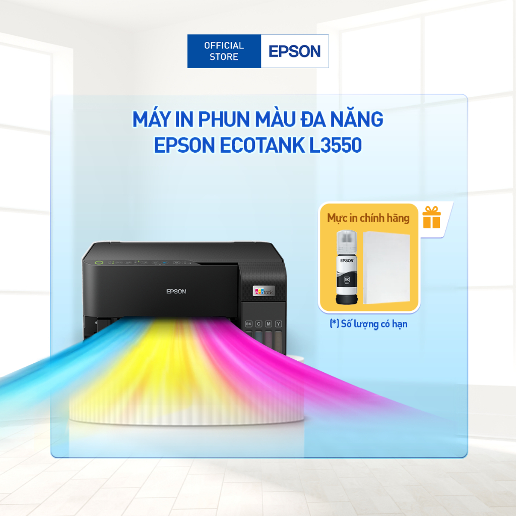Máy In Phun Màu Đa Năng Epson EcoTank L3550 (Bao Gồm Bộ Mực Chính Hãng Đi Kèm)