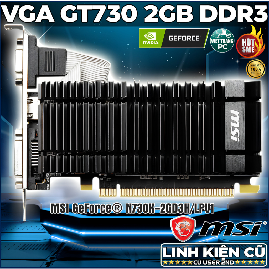 VGA - Card Màn Hình Nvidia Geforce MSI GT730 2GB DDR3 VGA cũ đã qua sử dụng Đẹp LikeNew ( Cũ - 2nd )