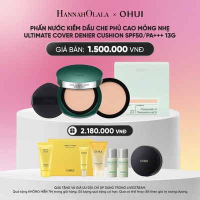 [Hannah Olala x OHUI] Phấn nền nén che đốm thâm phủ cao dưỡng sáng OHUI Ultimate Cover Denier Pact SPF50+/PA+++  15g