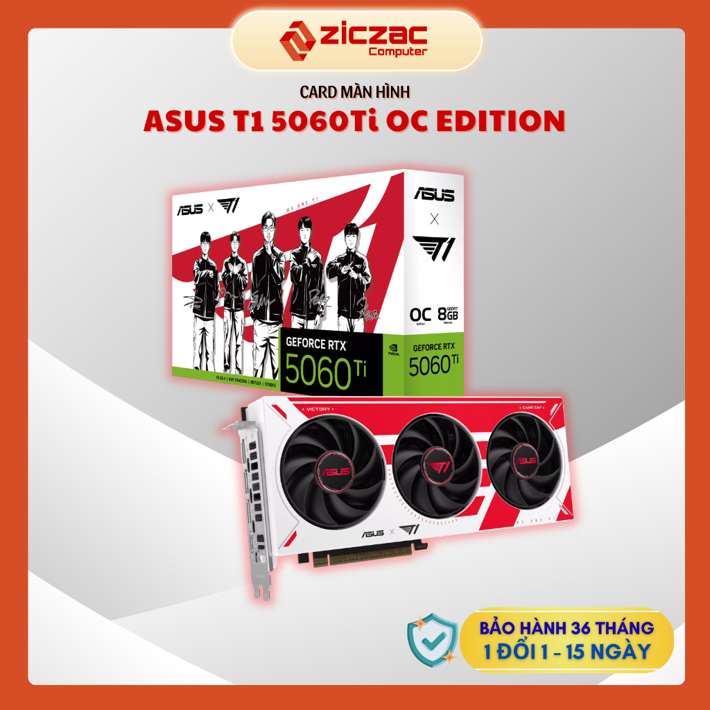 VGA ASUS T1 RTX  5060 Ti OC Edition 8GB | ASUS DUAL 5060 - 5060Ti 8GB 16GB GDDR7 - Chính hãng