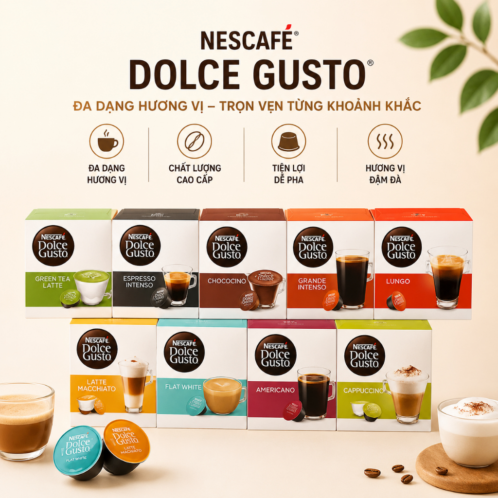 Cà Phê Viên Nén Nescafe Dolce Gusto S0368 Chính Hãng, Capsule Cafe Dolce Gusto, Nguyên Seal