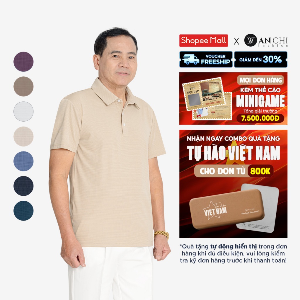 Áo polo cotton cao cấp mềm mát ANCHI mẫu mới 2025 dành cho nam trung niên - APL2502