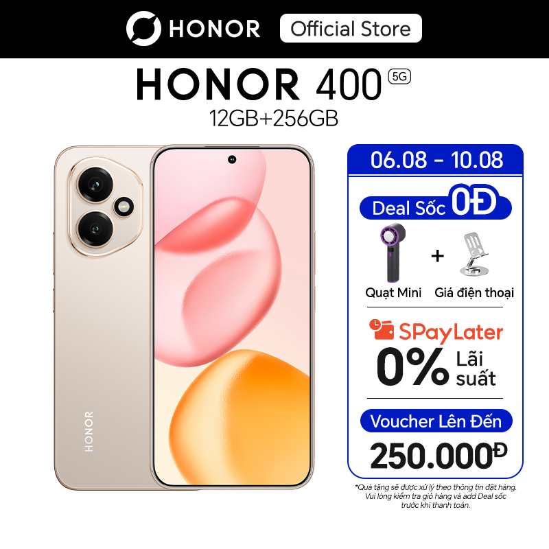 Điện Thoại HONOR 400 5G 12GB + 256GB | AI Camera 200MP, Sạc Nhanh 80W | Snapdragon 7 Gen 3 | BH 24 Tháng