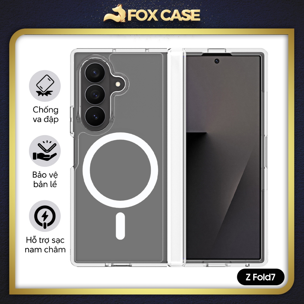 Ốp trong suốt viền dẻo, mặt lưng cứng cho Samsung Galaxy Z Fold7