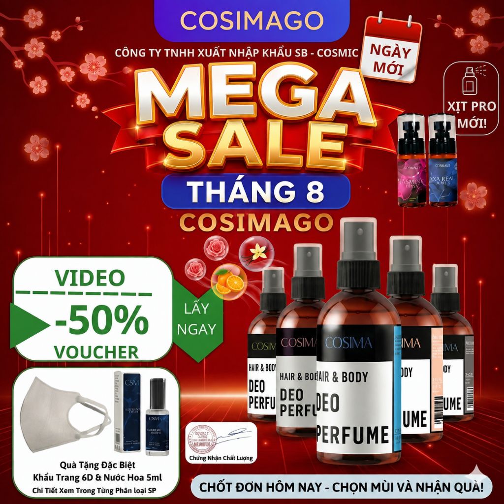 Combo 3 xịt khử mùi Cosima Xịt  Khử Mùi Hôi Nách,Hôi Chân, Hương Nước Hoa, Dưỡng Trắng Da.