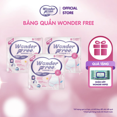 Combo 3 Băng quần WONDER FREE 5 miếng/gói, Thoáng Khí, Thấm Hút (size M-L/XL-XXL)
