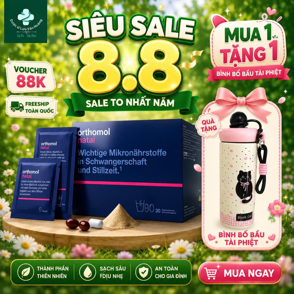(Hàng nhập khẩu) Thực phẩm bảo vệ sức khoẻ Vitamin bà bầu Orthomol Natal ĐỨC