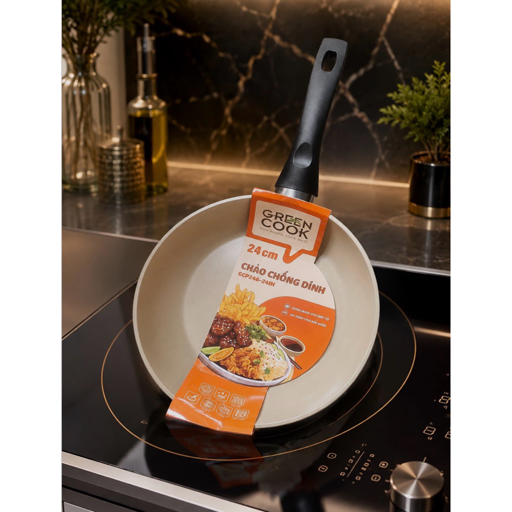 🌺CHẢO THÂN CAO GREEN COOK 24CM