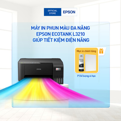 Máy In Phun Màu Epson EcoTank L3210 Công Nghệ In Không Nhiệt Giúp Tiết Kiệm Điện Năng
