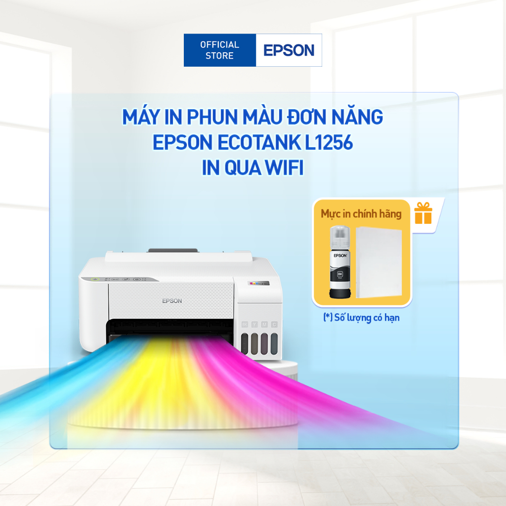 Máy In Phun Màu Đơn Năng Epson EcoTank L1256 (Bao Gồm Bộ Mực Chính Hãng Đi Kèm)