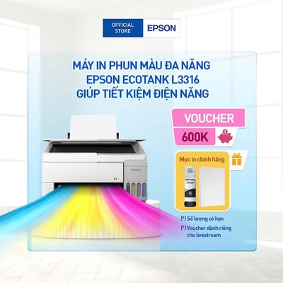 [CẢI TIẾN - MẪU CŨ L3216] Máy in phun đa năng Epson EcoTank L3316 | In Scan Copy | 5760 dpi | In không viền