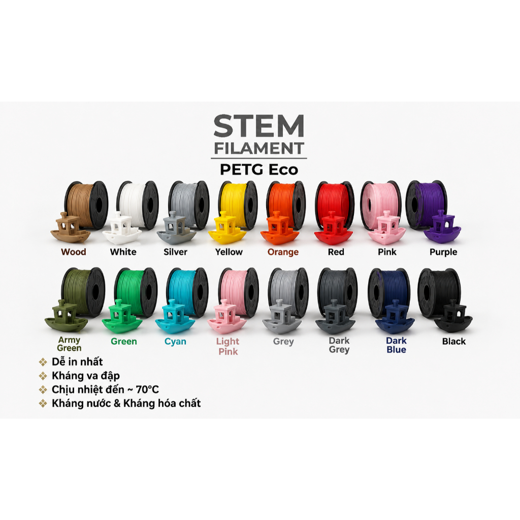 [Hỏa Tốc] Sợi nhựa in 3D PETG Eco có lõi (Petg Eco) | STEM Filament