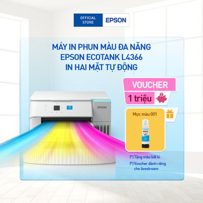 Máy In Phun Màu Đa Chức Năng Epson EcoTank L4366 In Qua Wi-Fi và Hai Mặt Tự Động (Bao Gồm Bộ Mực Chính Hãng Đi Kèm)