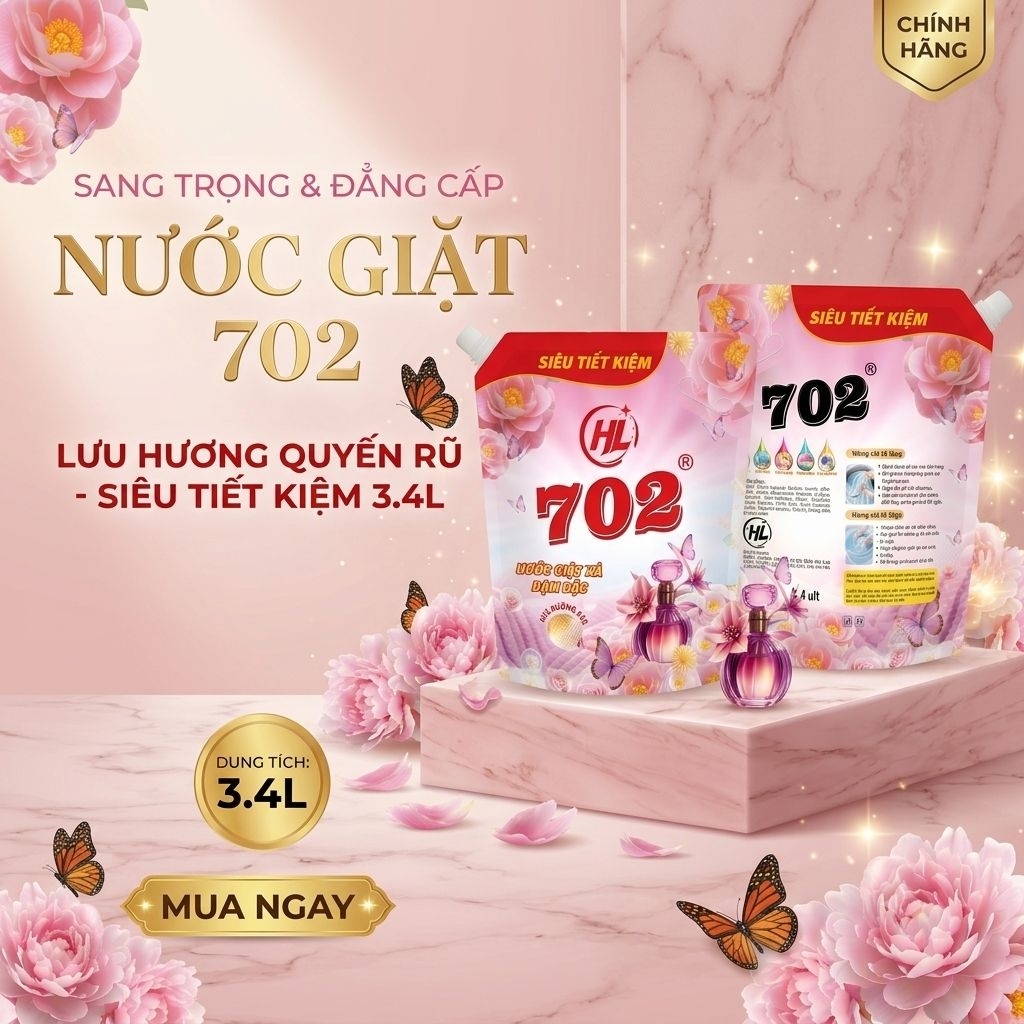 Nước Giặt 702 Lưu Hương Quyến Rũ, Tiết Kiệm Túi 3.4kg