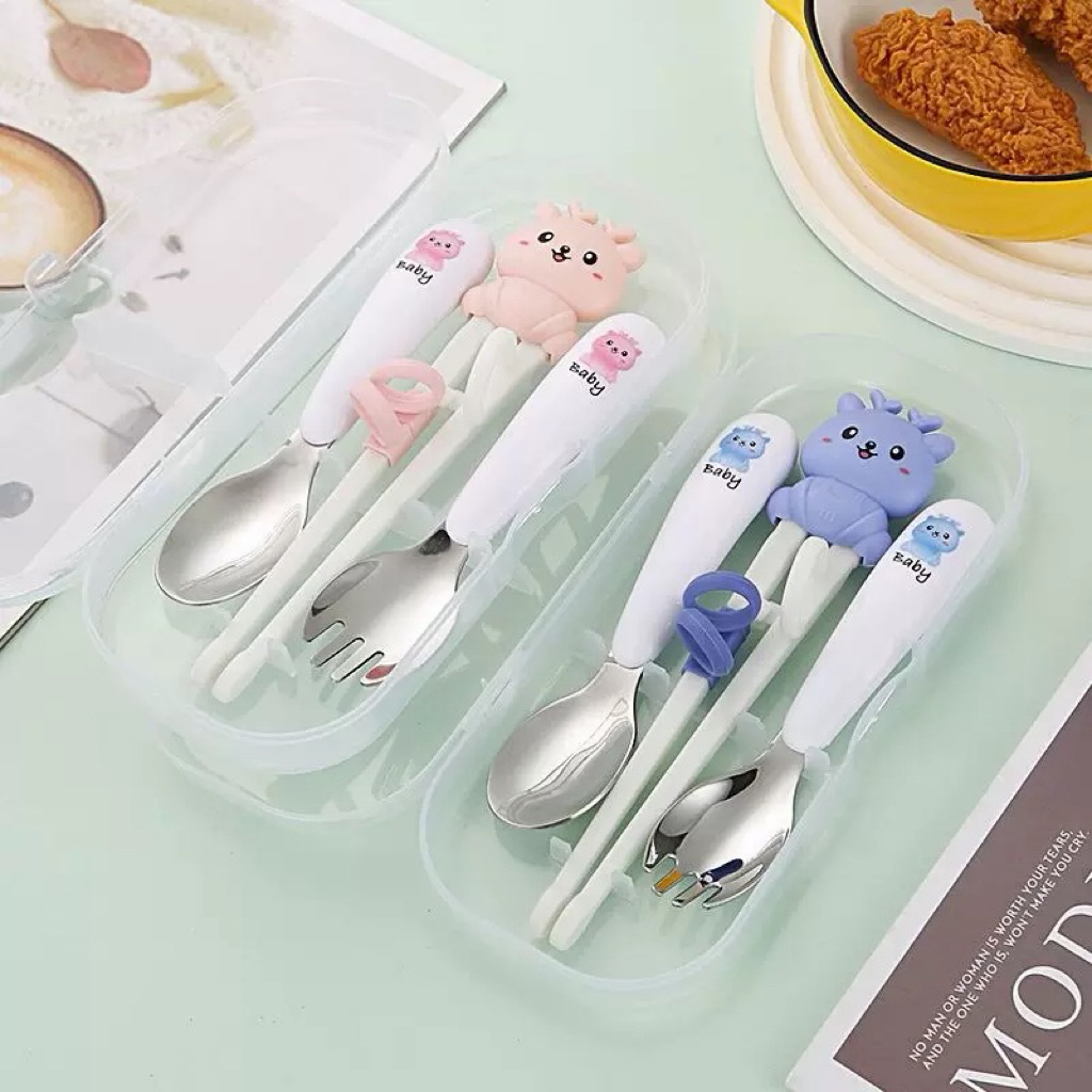 Set Đũa Thìa Dĩa Cho Bé Ăn Dặm (Hộp to)