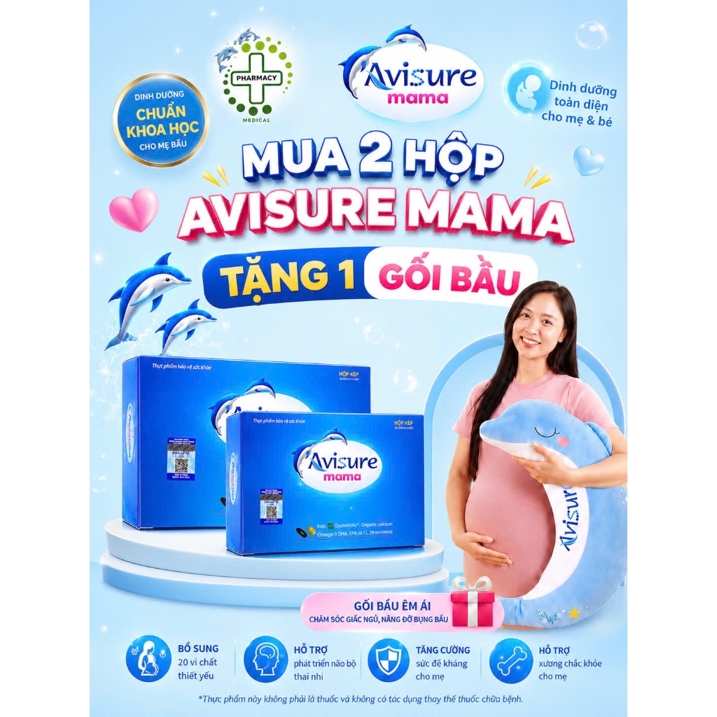 Tích điểm - Vitamin tổng hợp dành cho bà bầu, trước và sau sinh Avisure MAMA Bổ sung Vitamin dha can