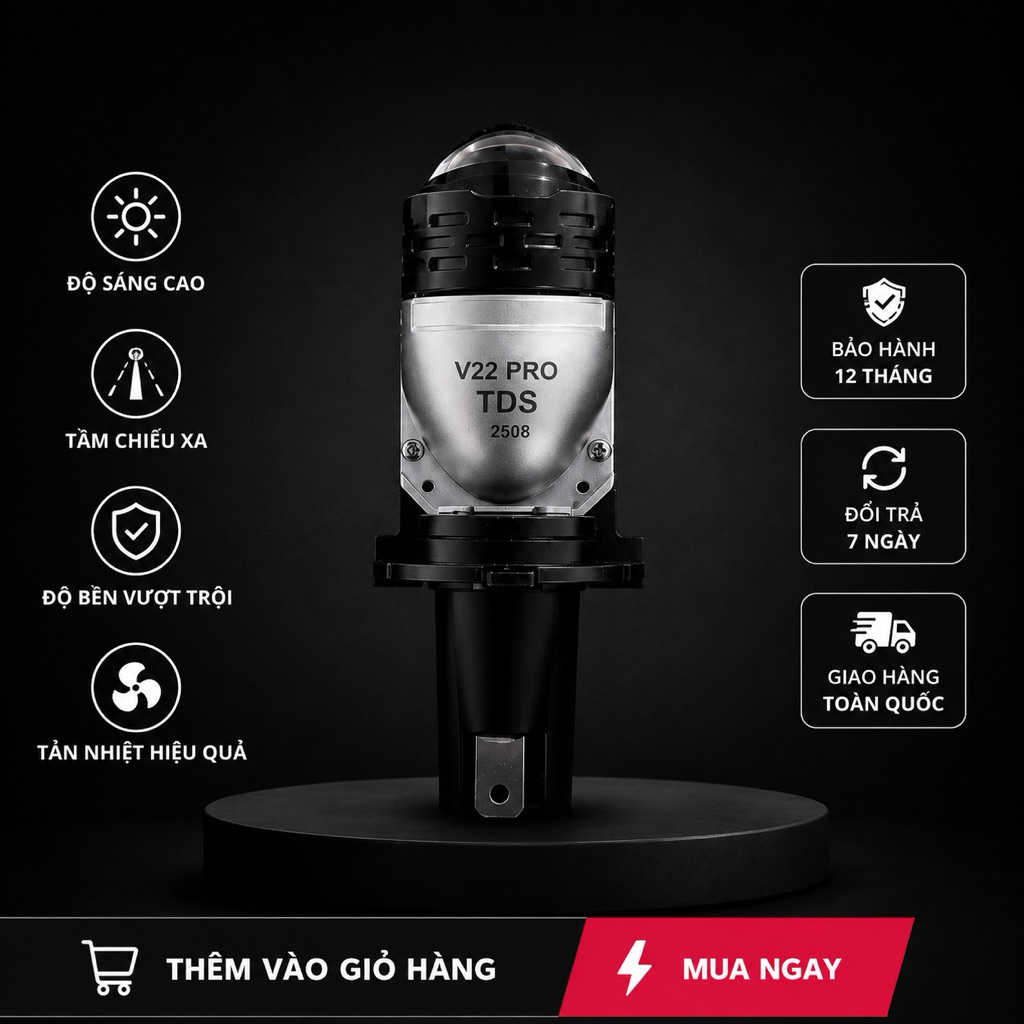 Đèn Led V22 PRO mẫu mới siêu sáng - Chân H4