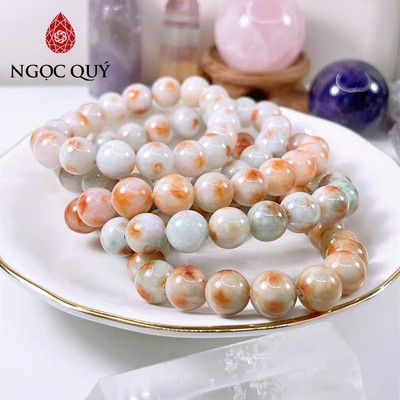 Vòng tay cẩm thạch A - Vòng phỉ thúy type A màu huyết hạt 7-10mm - Ngọc Quý