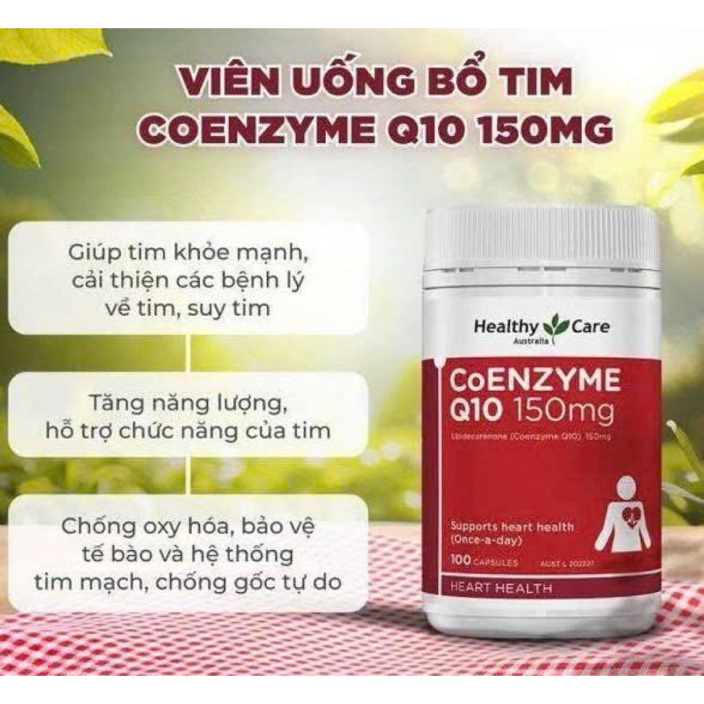 Viên uống bổ tim Healthy Care Coenzyme Q10 150mg Úc 100 viên
