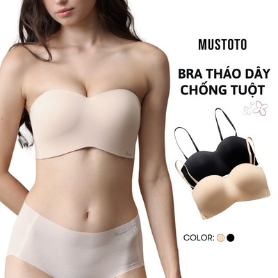 MUSTOTO Áo Lót Nữ Bra Quây Không Dây Không Gọng Chống Tụt Bản Lưng To Tàng Hình (MA72)