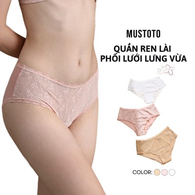MUSTOTO Quần Lót Nữ Lưng Vừa Ren Phối Lưới Họa Tiết Hoa Lài Quyến Rũ (MQ80)
