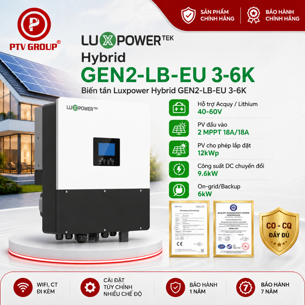 Biến tần Luxpower Hybrid GEN2 6Kw | PTV Group | Bảo Hành 7 Năm