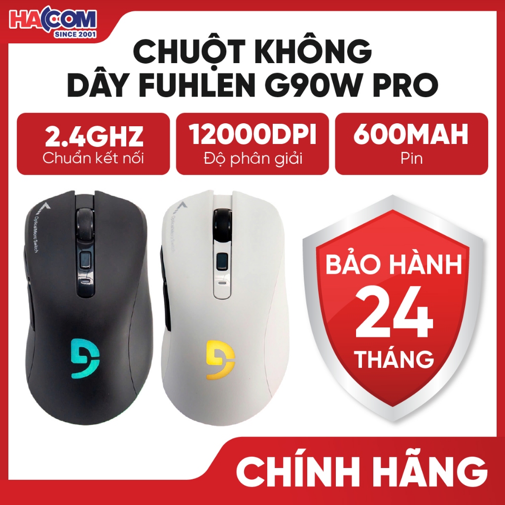 Chuột Gaming Không Dây Fuhlen G90W Pro (12000 DPI/Kết Nối 3 Mode/LED RGB) - BH 24 Tháng HACOM PC