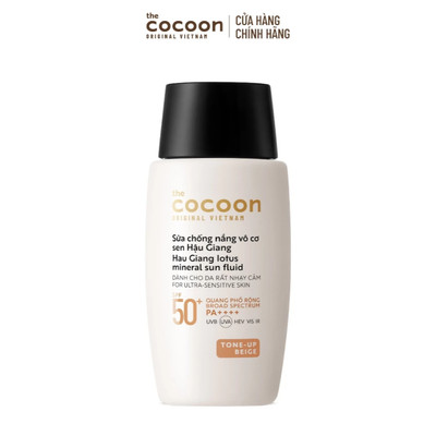 Sữa Chống Nắng Vô Cơ Sen Hậu Giang - Tone up Beige Cocoon 50ml Vegan