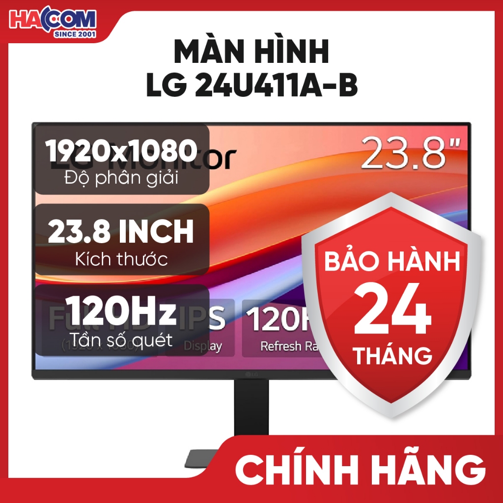 Màn Hình LG 24U411A-B (23.8 inch/FHD/IPS/120Hz/1ms) - Bảo Hành 24 Tháng HACOM PC