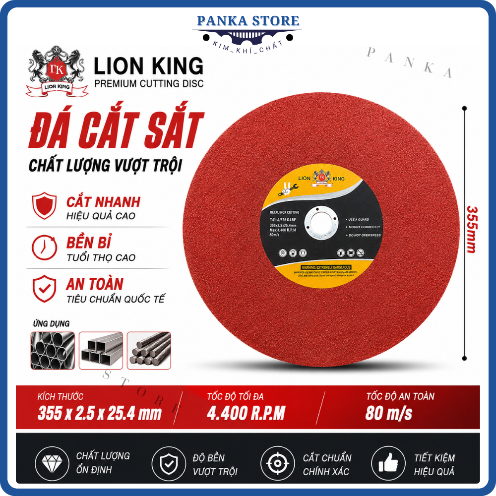 Đá Cắt Sắt 355, TỔNG KHO đá cắt LIONKING, CROCODILE, VAU, BTM các loại, hàng chuẩn loại 1, cao cấp -