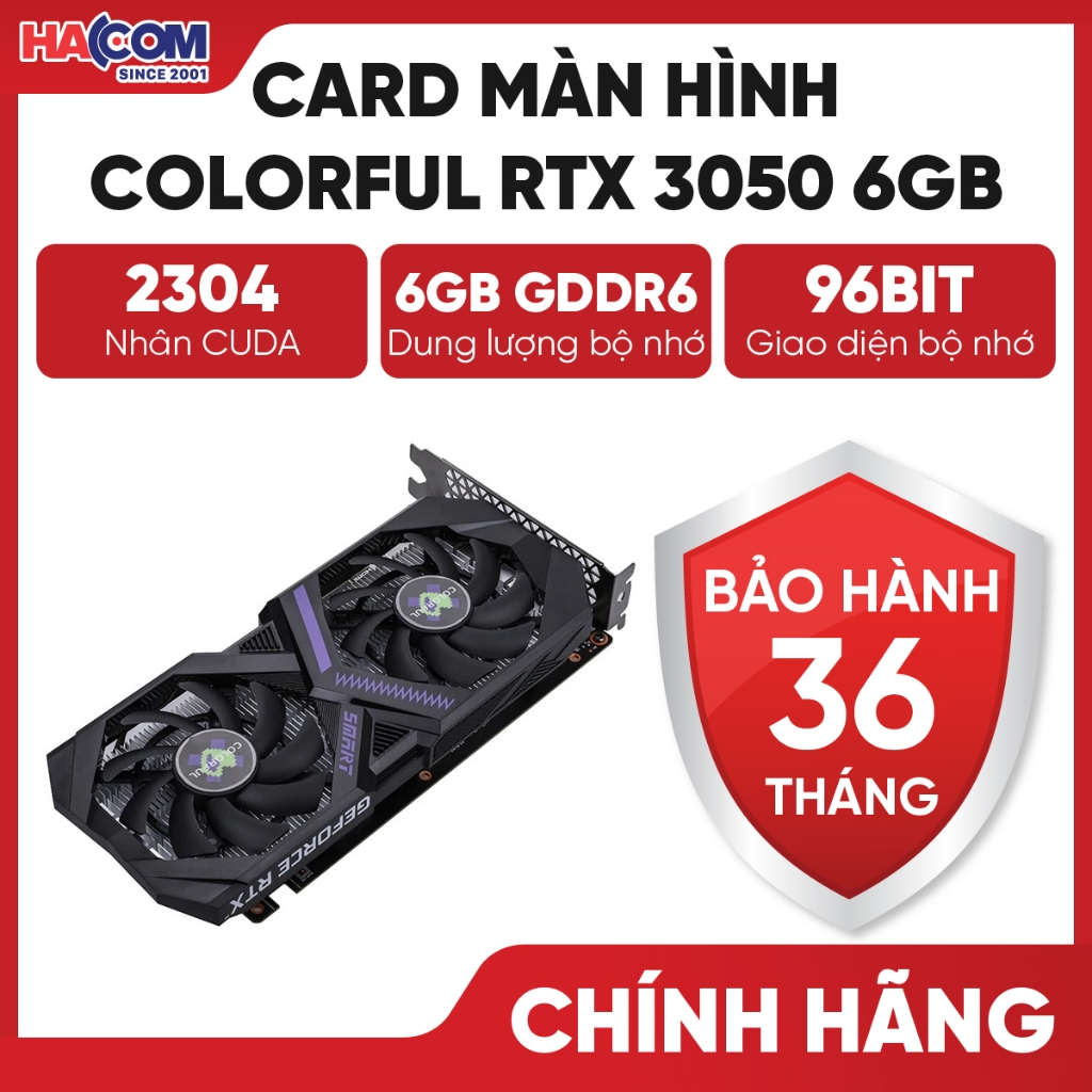 Card Màn Hình Colorful RTX 3050 6GB V4-V Chính Hãng - BH 36 Tháng HACOM PC