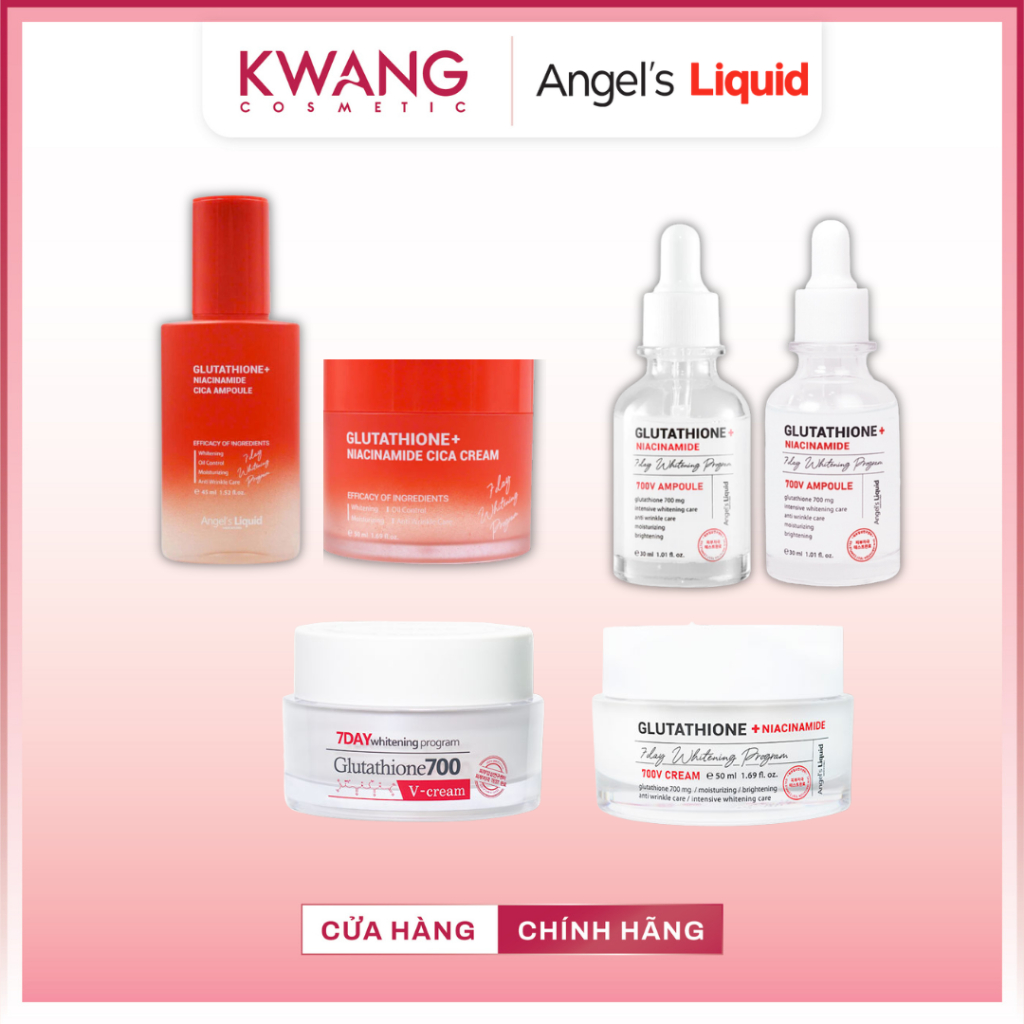 Combo Serum&Kem Dưỡng Angel's Liquid Glutathione 7DAY& 700 V-Ampoule và Glutathione Niacinamide Cica