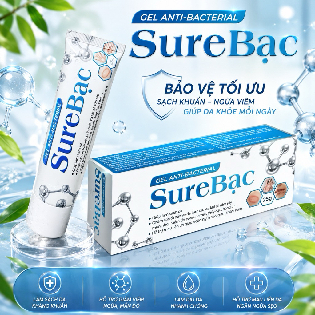 Kem Bôi Da SURE BẠC-làm dịu da bị rôm sẩy,mụn nhọt,hỗ trợ mau liền da tuyt25g