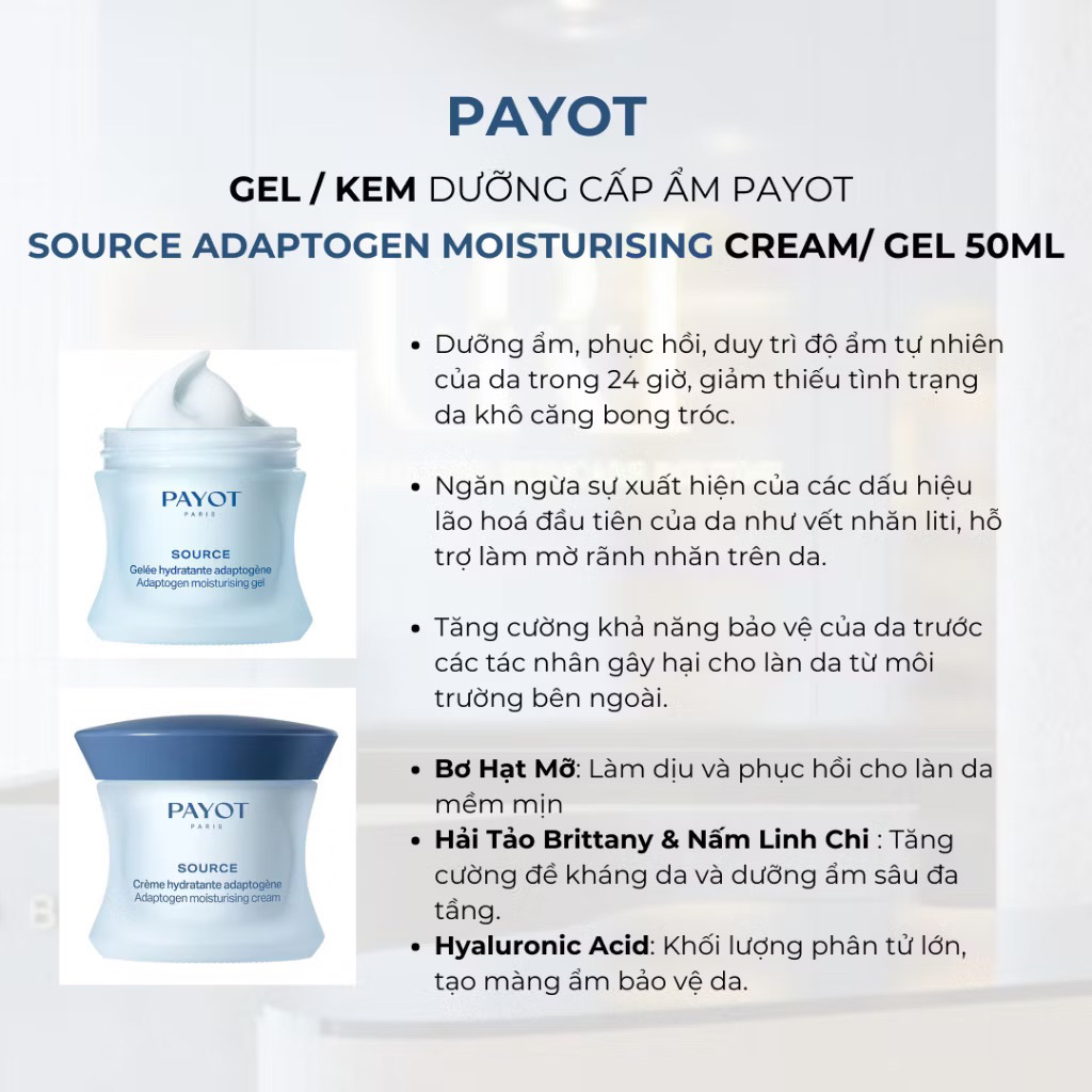 [Chính Hãng] PAYOT Source Adaptogen Moisturizing Cream Gel – Kem Dưỡng Cấp Ẩm Da 50ml