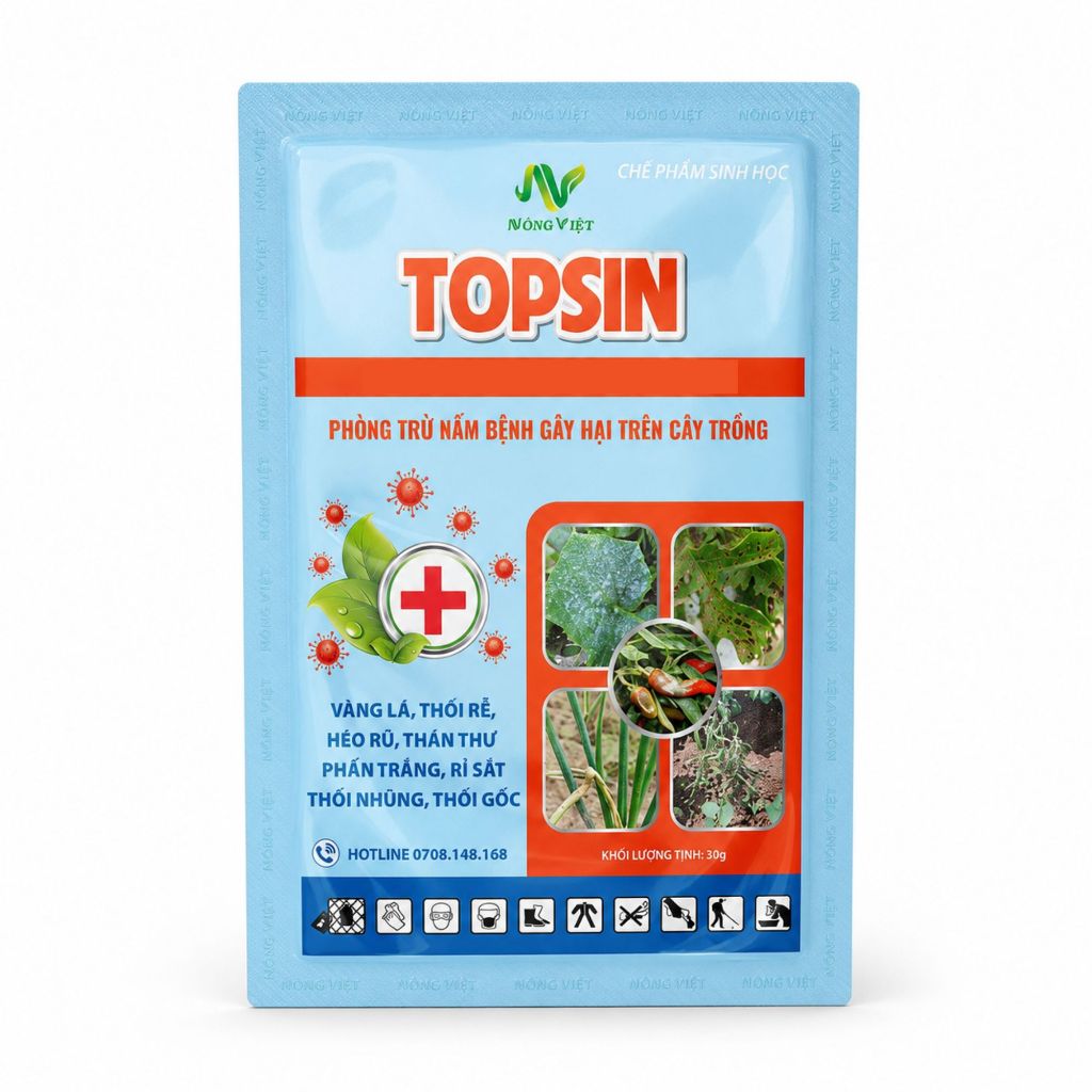 Chế Phẩm Sinh Học Nông Việt TOPSIN Hỗ Trợ Kiểm Soát Nấm Bệnh Cây Trồng 30g Tăng Đề Kháng Cây Trồng