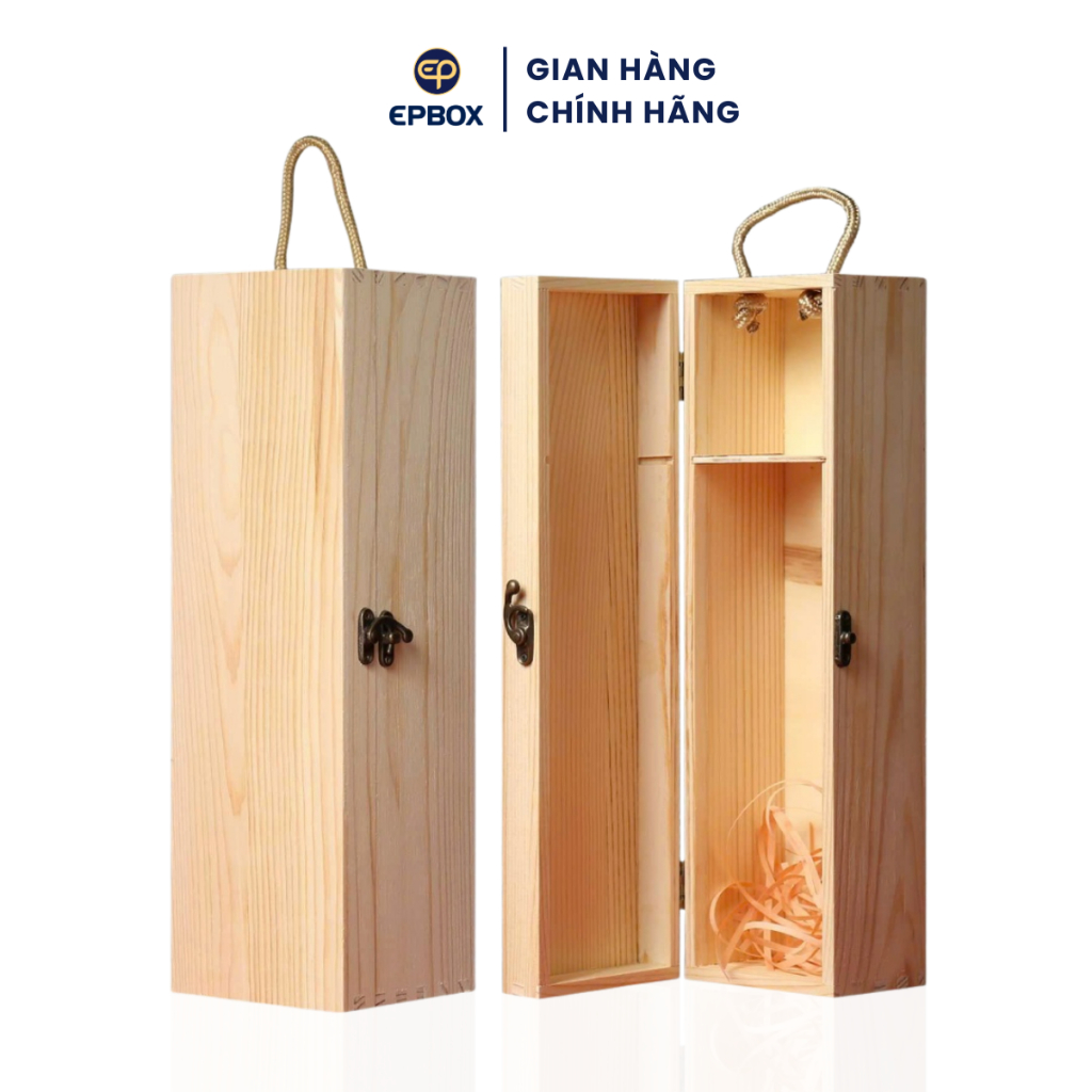 Hộp Đựng Rượu Vang Gỗ Thông Đơn Epvina Box Khắc Logo Theo Yêu Cầu
