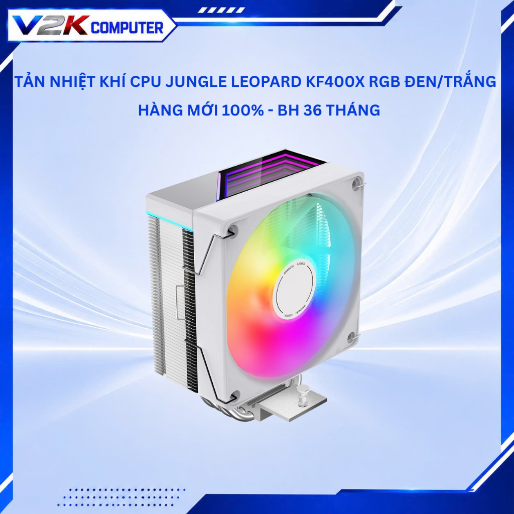 Tản Nhiệt Khí CPU Jungle Leopard KF400X RGB Đen/Trắng – 4 Ống Đồng, Quạt 120mm PWM | V2K Computer