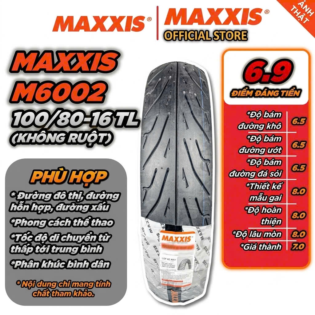 Vỏ xe M6002 Maxxis 100/80-16 & 120/80-16 - Lắp SH