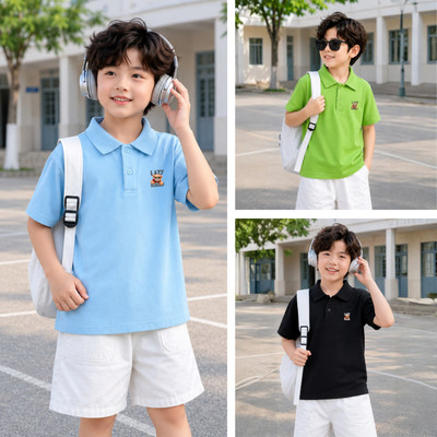 Áo polo bé trai in hình Gấu LAZY cho bé đi học đi chơi, size từ 15-40kg chất liệu thun cotton 4 chiều- Loza Kids PL3645