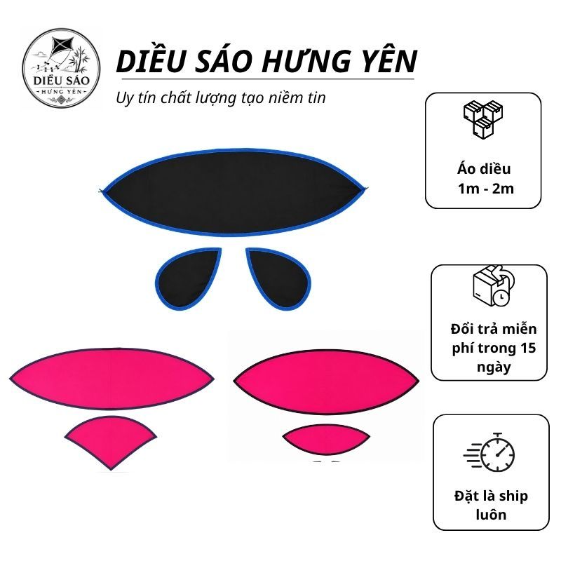 áo diều sáo 1m lắp ghép diều song vân ,đại trà , đuôi cá vào khung 1m
