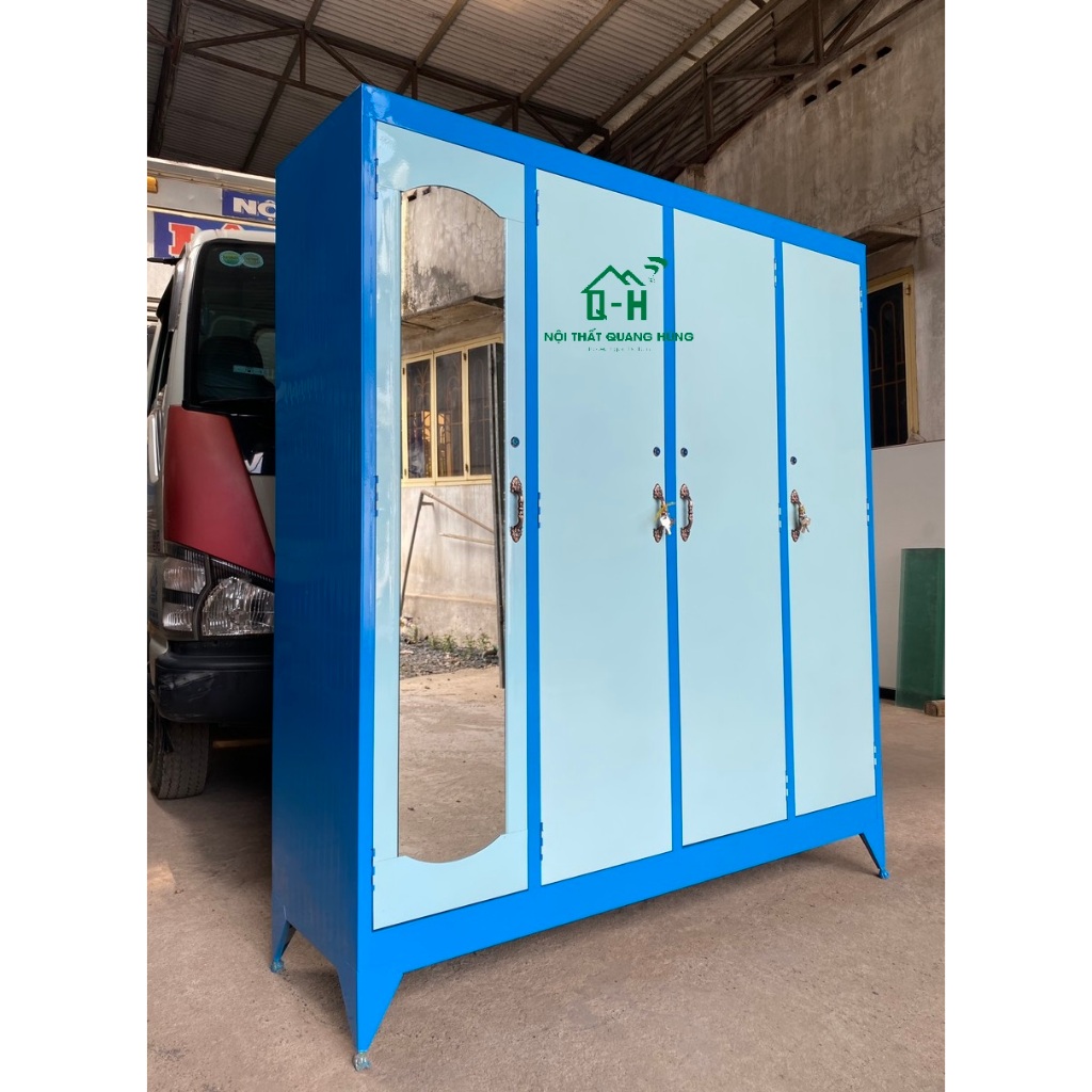 TỦ SẮT ĐỰNG QUẦN ÁO SƠN DẦU 1M8X1M6 NHIỀU MÀU  - DÀNH CHO CẢ NHÀ