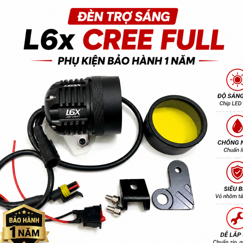 Đèn Trợ Sáng L6x CREE Full Phụ kiện Bảo Hành 1 Năm hc shop