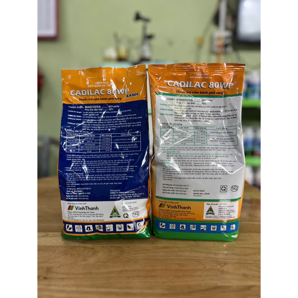 CADILAC 80WP (MANCOZEB 80%) BỘT XANH, VÀNG GÓI 1KG